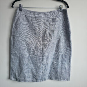 Carolina Herrera New York Grey Linen Blend SkirtTailored Pocket Knee Length 6